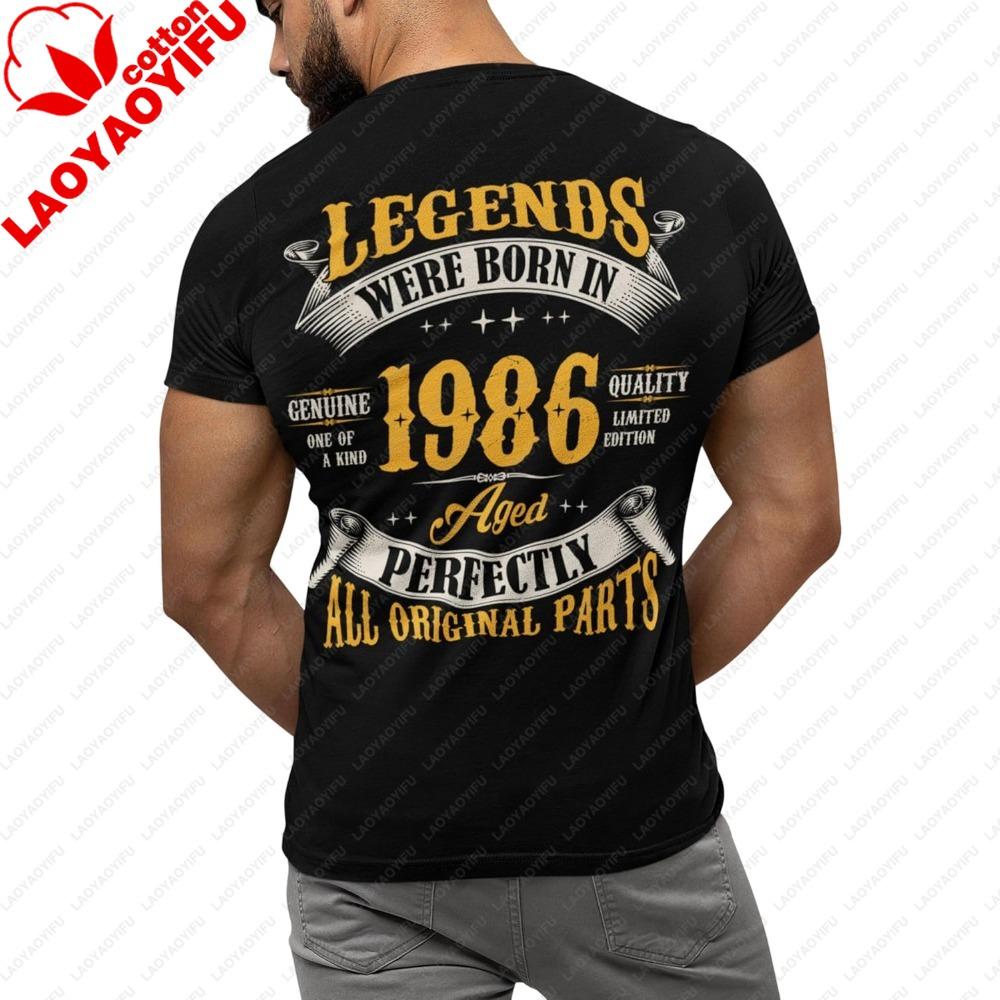 Birthday Shirt for Men Legends Were Born in 1986 or 1966 Tshirt 40 Years Old and 60 Years Old Mens Vintage Tee Backprint Tshirt S