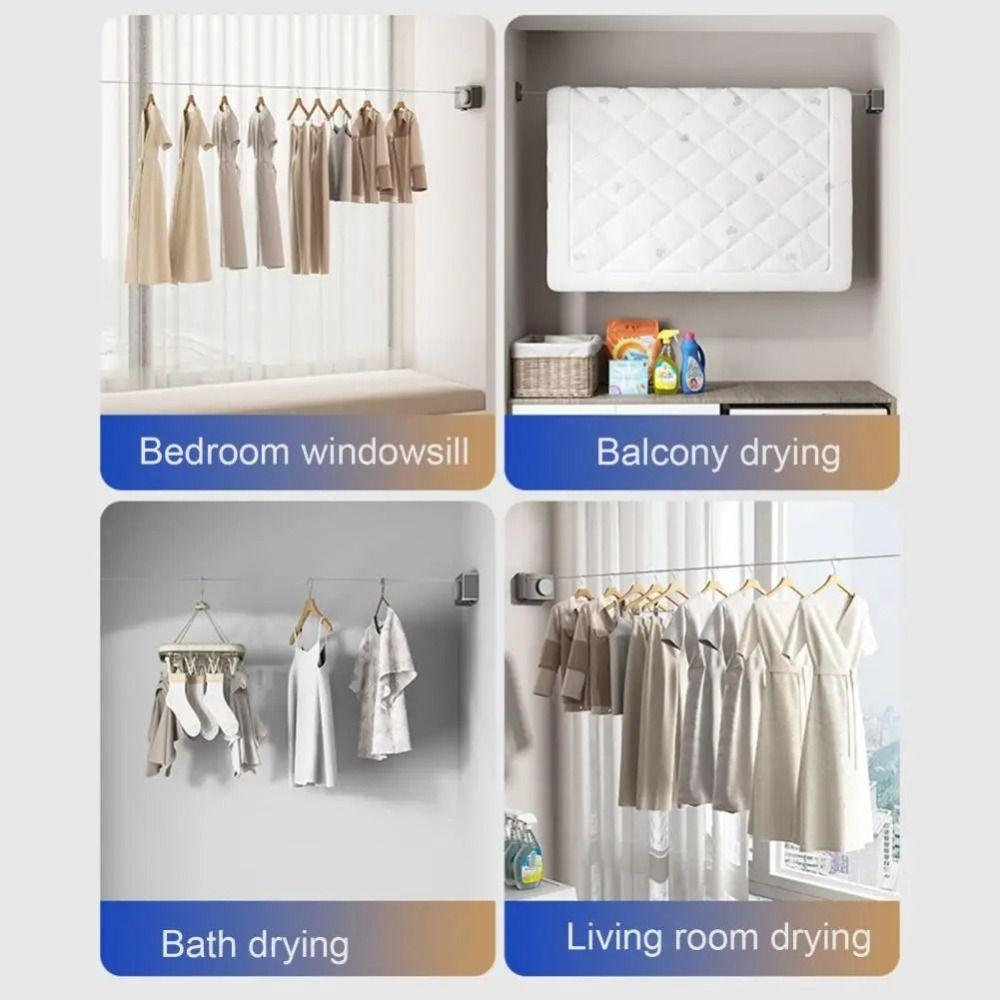 Wall Mounted Retractable Clothesline Retracting Clothes Drying Laundry Rope  Laundry Room