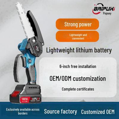 Motosierra Eléctrica Recargable con Batería de Litio de 4 pulgadas/6 pulgadas - Portátil, Motosierra para Poda y Tala con una Sola Mano para Facilitar la Tala de Árboles