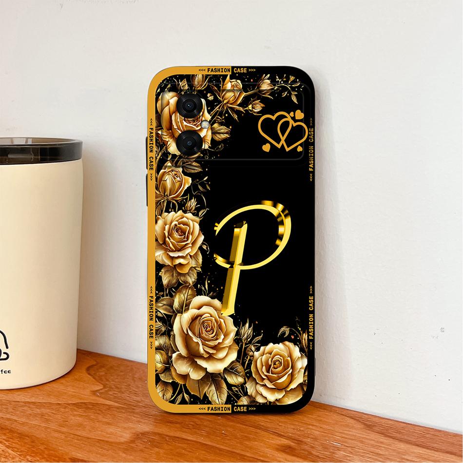 Case For Xiaomi Poco M4 M3 Pro Luxury Rose Letters Soft Smooth Liquid Silicone Housing For Poco M 4 M 3 Lightweight Phone Cover