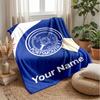 Portsmouth FC Custom Name Text Flannel Blanket Soccer Logo Personalized Fleece Throw Blanket Special Gift For Sofa Bedroom Home
