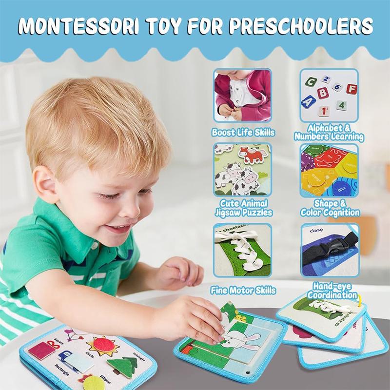 Montessori Busy Board Ruhiges Lernspielzeug Sensorisches Brett 3D-Aktivitätenbuch Puppenhaustasche Lernen der Feinmotorik für Kinder