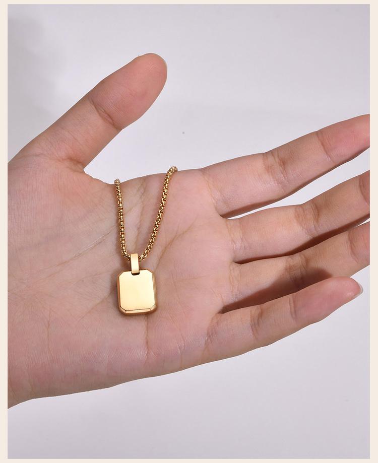 Personalized Letter Name Square Necklace For Women Men, Customized ID Tag Pendant, Stainless Steel Free Engraving Jewelry