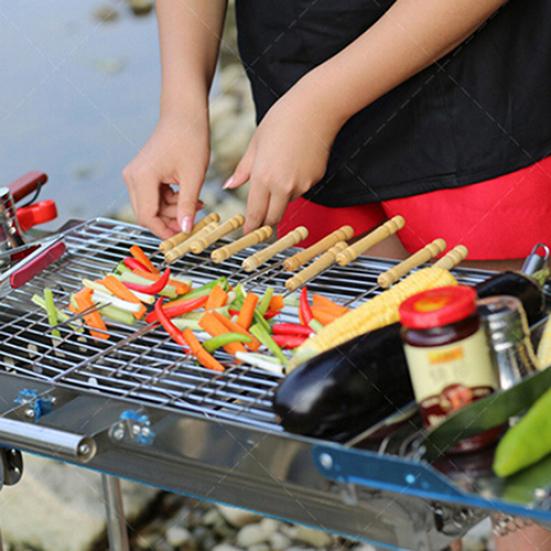 10 Stück BBQ Grill Bratnadel Bratwerkzeuge Brochette Zange Kebab Spieße