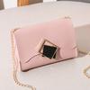 Square Buckle Ladies Shoulder Bag PU Leather Small Handbag(Green)