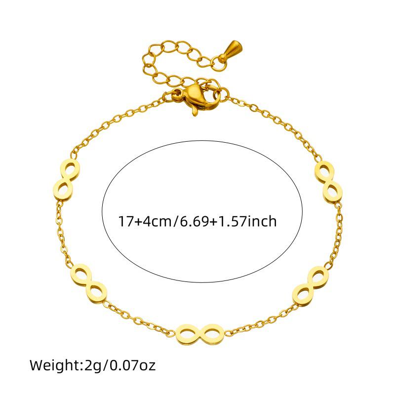 Fashion Korean Style Gold-Plated Stainless Steel 8-Shape Necklace, Earrings & Bracelet Set