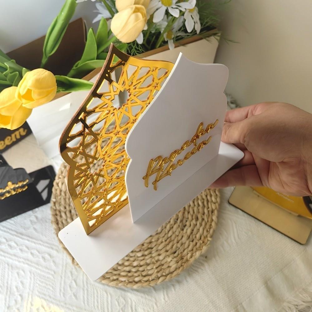 Kreative Acryl-Ramadan-Ornamente Burg Basteln Gold Schwarz Eid Mubarak Dekorationen DIY Islamische Tischdekoration