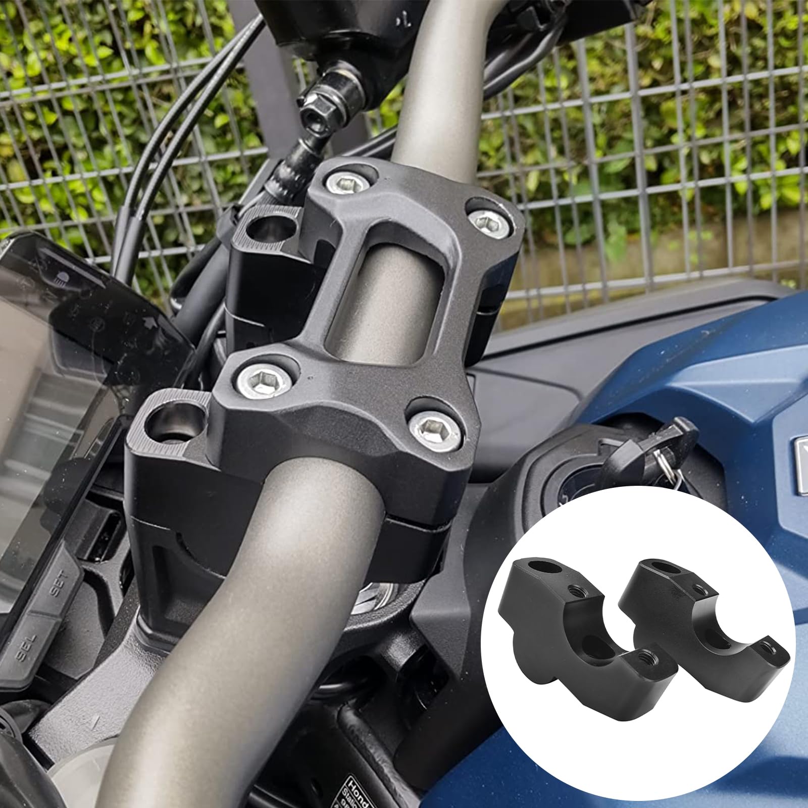 

LEDISHUN Handlebar Risers for Honda CB650R (2019-2023), Increases Handlebar Height by 2.8cm and Moves 2cm Backward (Black)