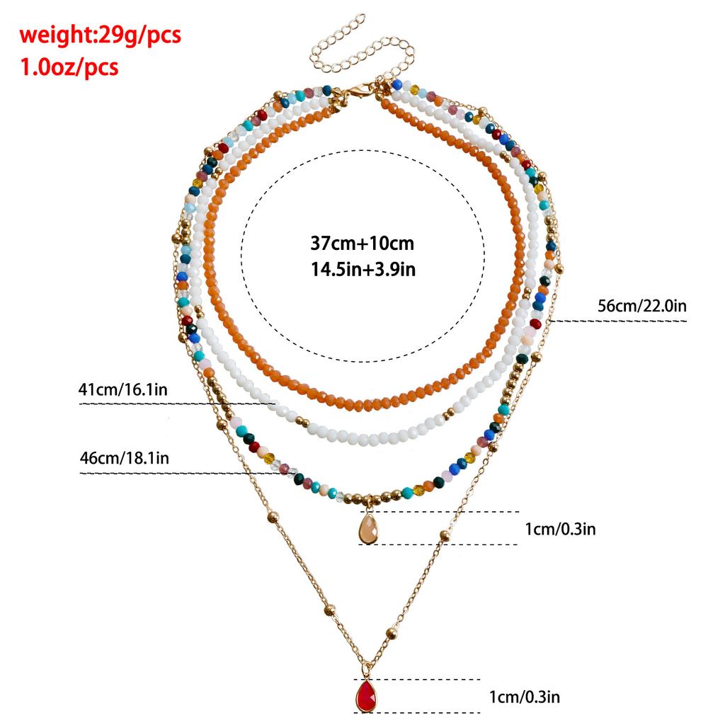 Bohemian Multi-layered Beaded Necklace Colorful Boho Beaded Necklace for Women Ethnic Jewelry Accessories