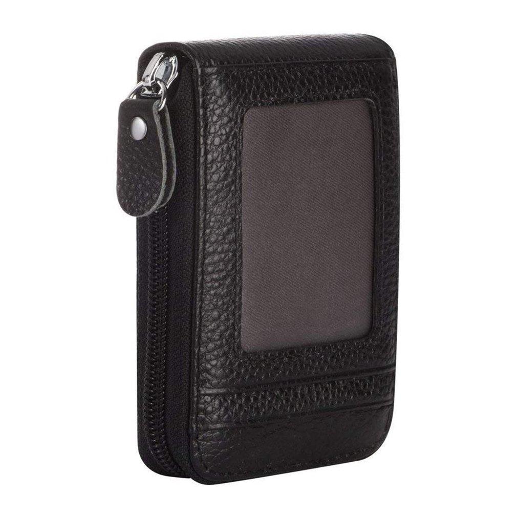 1 Stück Organ-Kartentasche, tragbare kurze Bankkartenhülle für Damen, vertikale Handtasche mit Visitenkartenclip und Reißverschluss