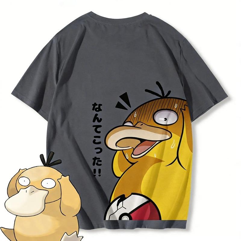 Anime Pokemon Psyduck Printed T-shirt Men's and Women's T-shirt Men's Tops Harajuku Y2K T-shirt 2026 Summer New Tee Streetwear