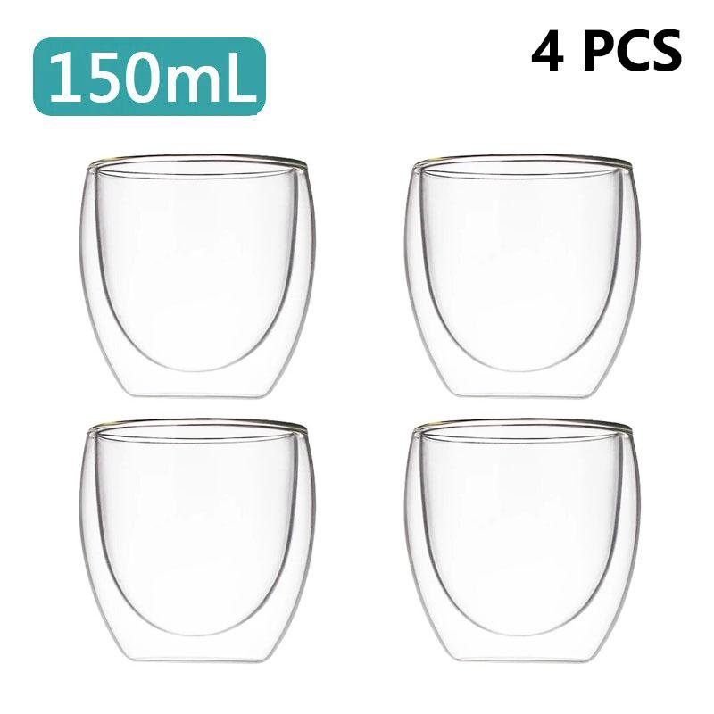 Transparent Glass Coffee Cup Milk Whiskey Tea Beer Double Creative Heat Resistant Cocktail Vodka Wine Mug Tumbler Drinkware Gift