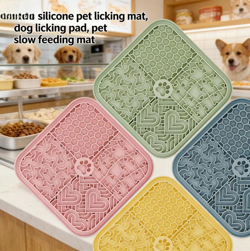 Durable Silicone Pet Licking Mat Slow Feeder for Dogs Cats Anxiety Relief Chew Proof
