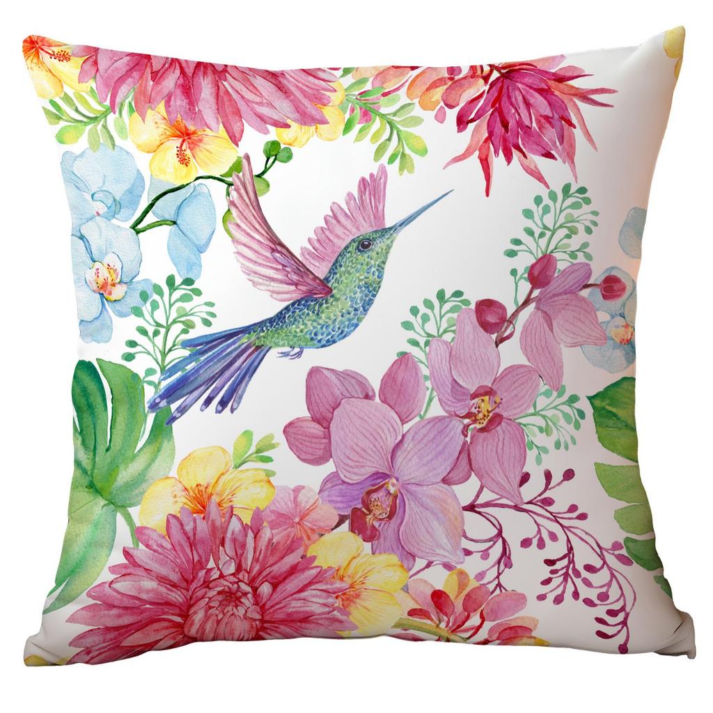 New Spring Plant Flower and Bird Print Pillowcase Home Sofa Cushion Pillowcase