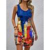 Large Size European and American Women's Top Vest Printed Sleeveless Casual Fashion Dress
