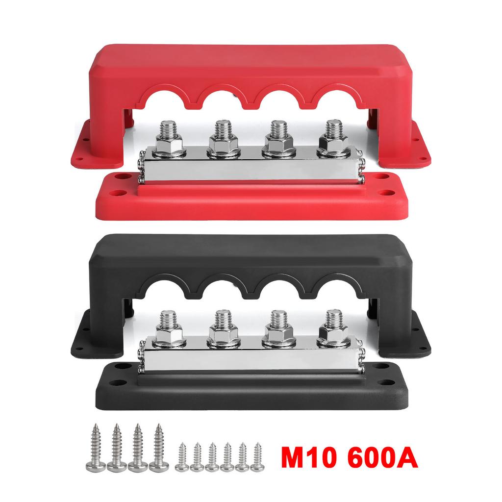 Heavy Duty 600A Bus Bar Power Distribution Block Busbar Box (3/8") Terminals Studs Module Design 48V