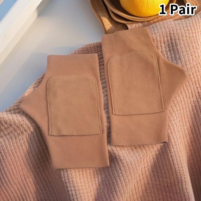 1 Pair Warm Women Fingerless Gloves Soft Solid Color Half Finger Gloves Touch Screen Velvet Mittens Winter Pocket Design