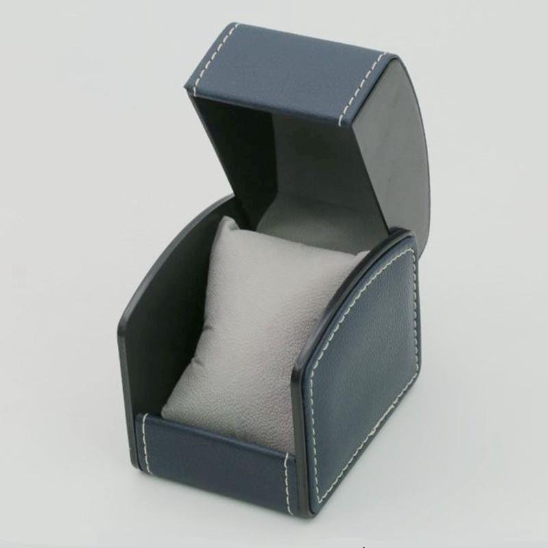 Rounded Corner PU Leather Single Watch Storage Box with Threaded Flip Cover