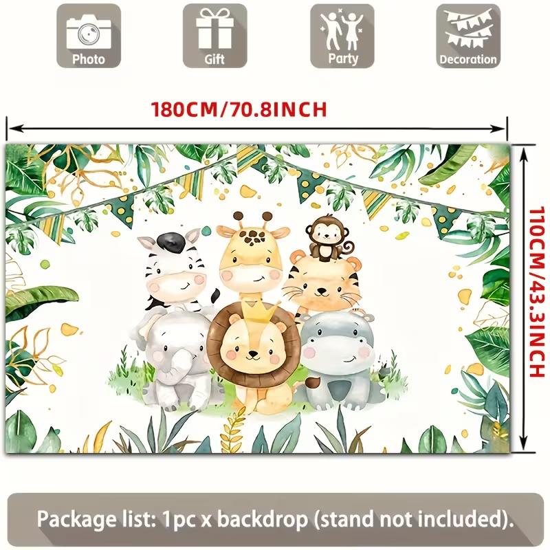 2D Baby Shower Jungle Lion & Zebra Animals Photo Booth Banner