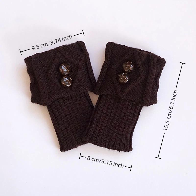 1 Pairs Autumn Winter Women'S Short Rhombus Flip 2 Button Foot Warmer Knitted Fabric Socks Fashion Boot Cover Leg Warmers