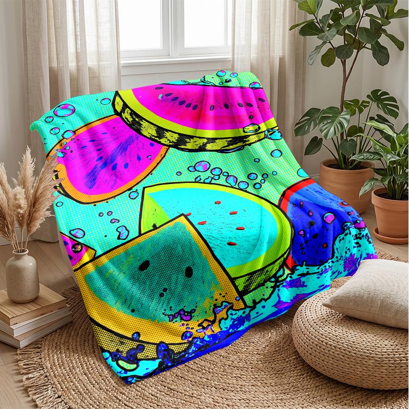 Watermelon Splash Art 1 Theme Blanket Lightweight Warm Flannel Blanket Decorative Throw Blanket for Home Decoration