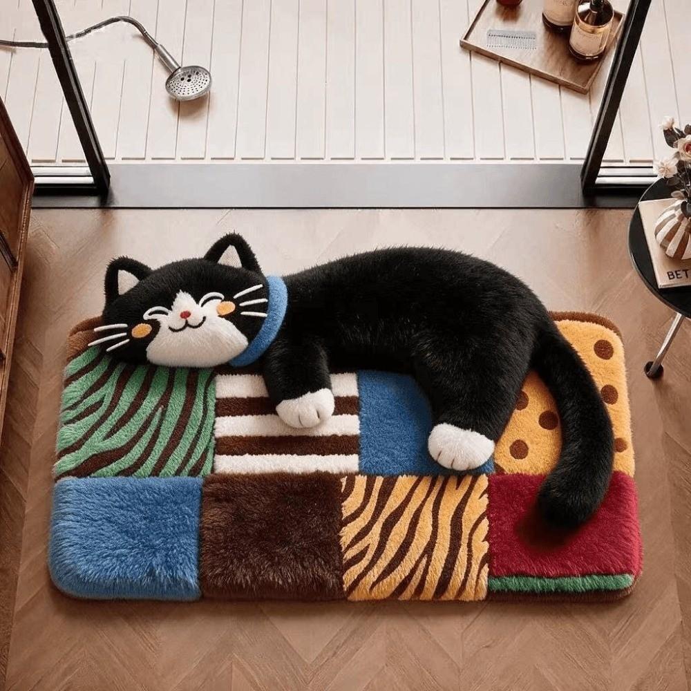 Non-Slip Cat  Area Rug 2D Cartoon Carpet Soft Home Decor Carpet  Living Rooms