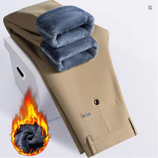 

Winter Business Plush Casual Pants Men s Straight Thick Comfortable Brand Fashion Trousers Warm Plush Loose Stretch Pants 29