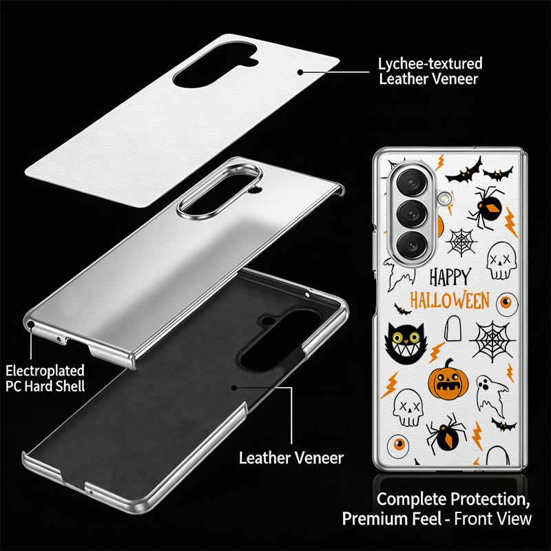 Halloween Ghost Pumpkin Case For Samsung Galaxy Z Fold 8 Ultra 7 6 5 4 Z Fold8 Fold7 Fold6 Fold5 Luxury Plating Leather Skin Phone Cover
