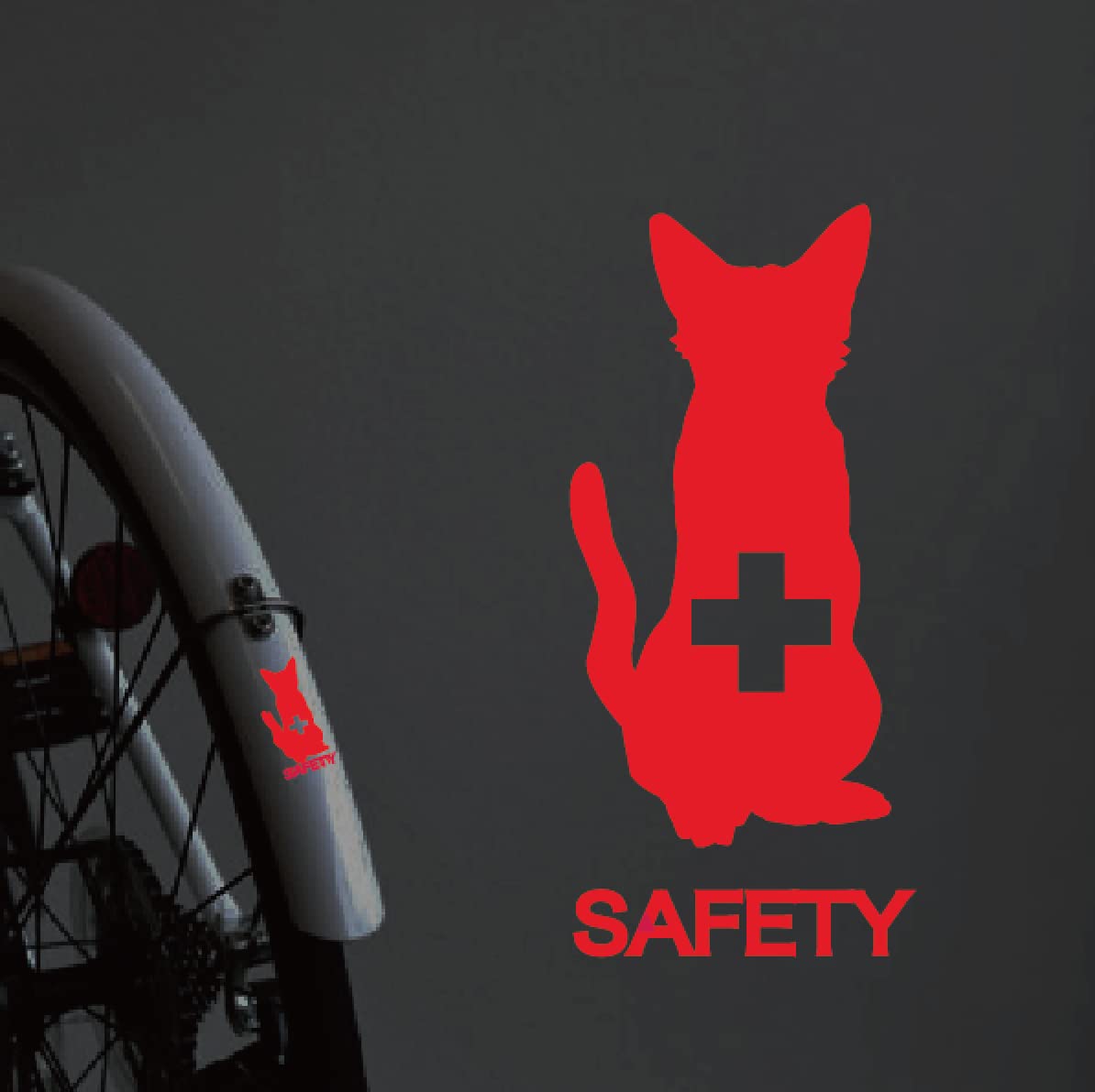 

Reflective Cat Sticker (SD) Red, Bicycle, Stroller, Cane, School Bag 38 x 83mm червоний