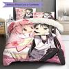 Puella Magi Madoka Magica Vzorované povlečení, Sada přikrývek Povlak na přikrývku Povlak na polštář Domácí dárek k narozeninám (1 * povlak na peřinu + 2 * povlak na polštář, bez jádra)