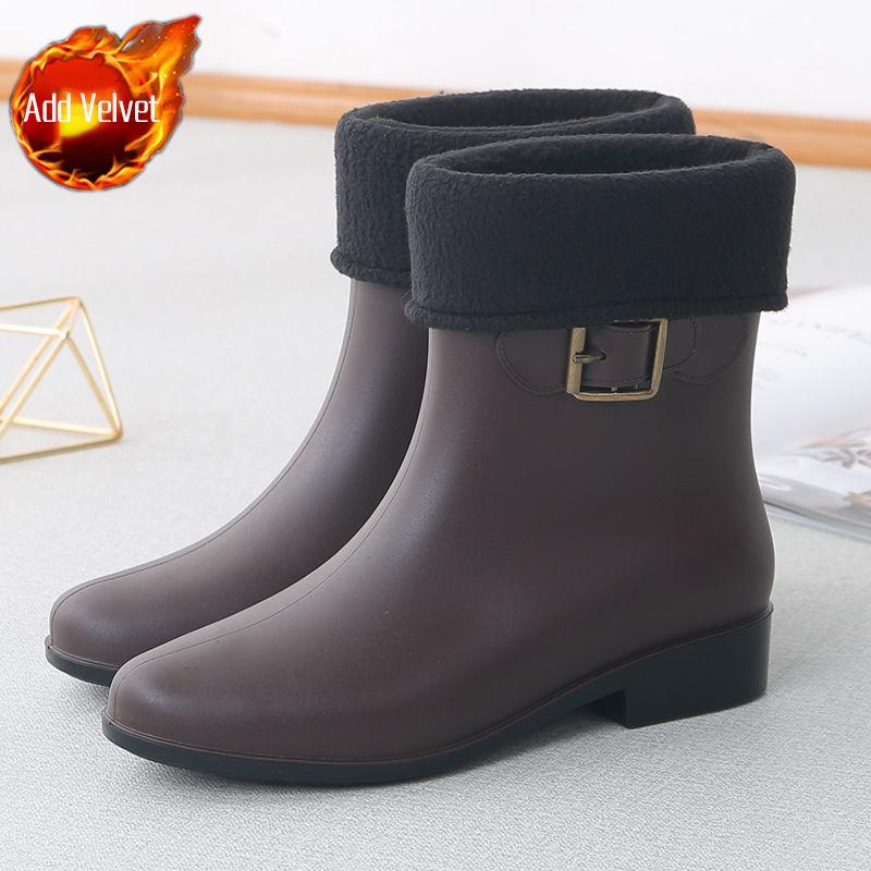 Waterproof Mid-Calf Rain Boots for Women Luxury Boots Warm & Durable Adult Female Waterproof Footwear with Anti-Slip Sole