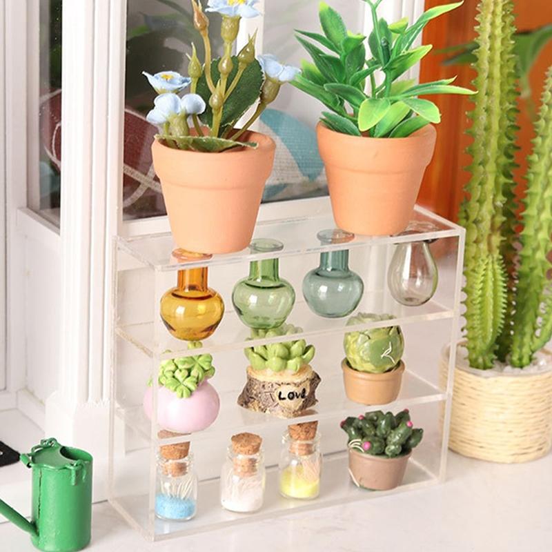 1Pc 1:12 Dollhouse Miniature Multi-Layer Rack Cupboard Storage Shelf Display Cabinet Showcase Kitchen Home Furniture Model Decor Toy