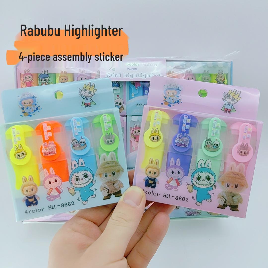 8-Color Capybara Mini Fluorescent Pens & Stickers Set – Cute Journal Marker Pens Chisel Tip