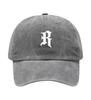 Letter R Printed Washed Cotton Adjustable Baseball Cap Classic Snapback Dad Hat Breathable Golf Fishing Outdoor Sun Cap