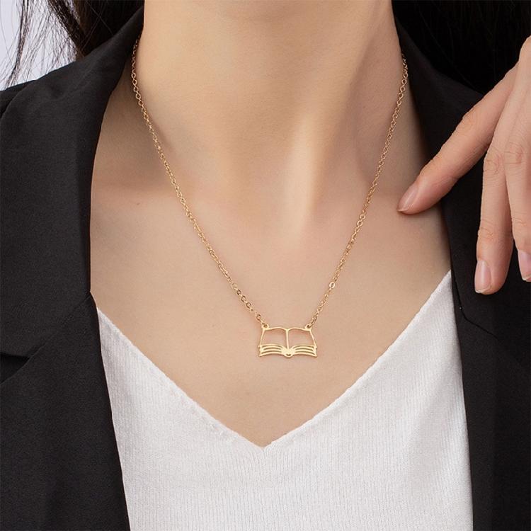Modische Abschlusszeit Halskette Hohl Buch Anhänger Choker Schlüsselbein Kette