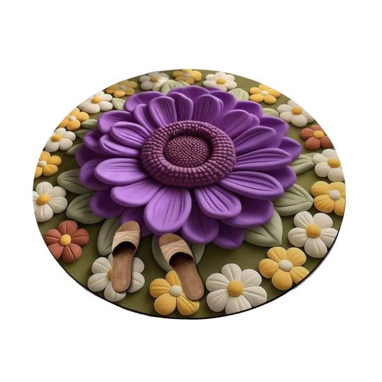 Floral Plush Diatomaceous Earth Floor Mat 3D Visual Flower Pattern Diatom Mud Floor Rugs