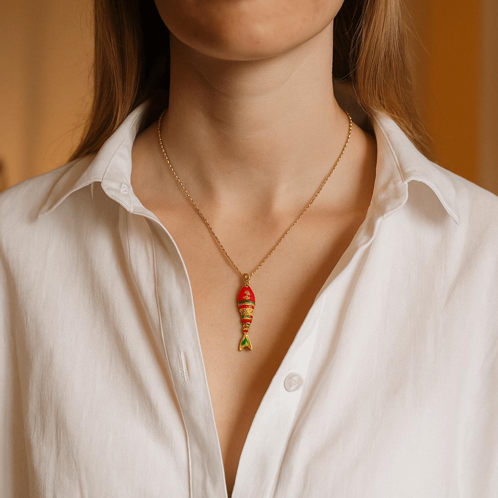 Goldfish Nylon Rope Necklace Marine Organism Charms Ocean Series Necklace Girls