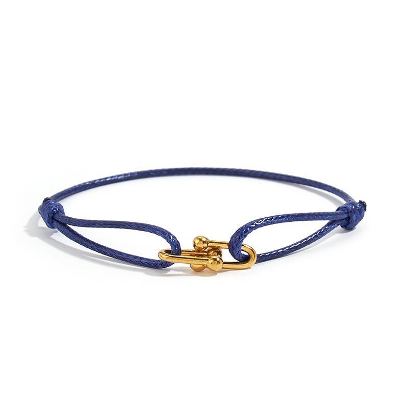 Handwoven couple hand rope bracelet temperament horseshoe buckle adjustable stainless steel bracelet