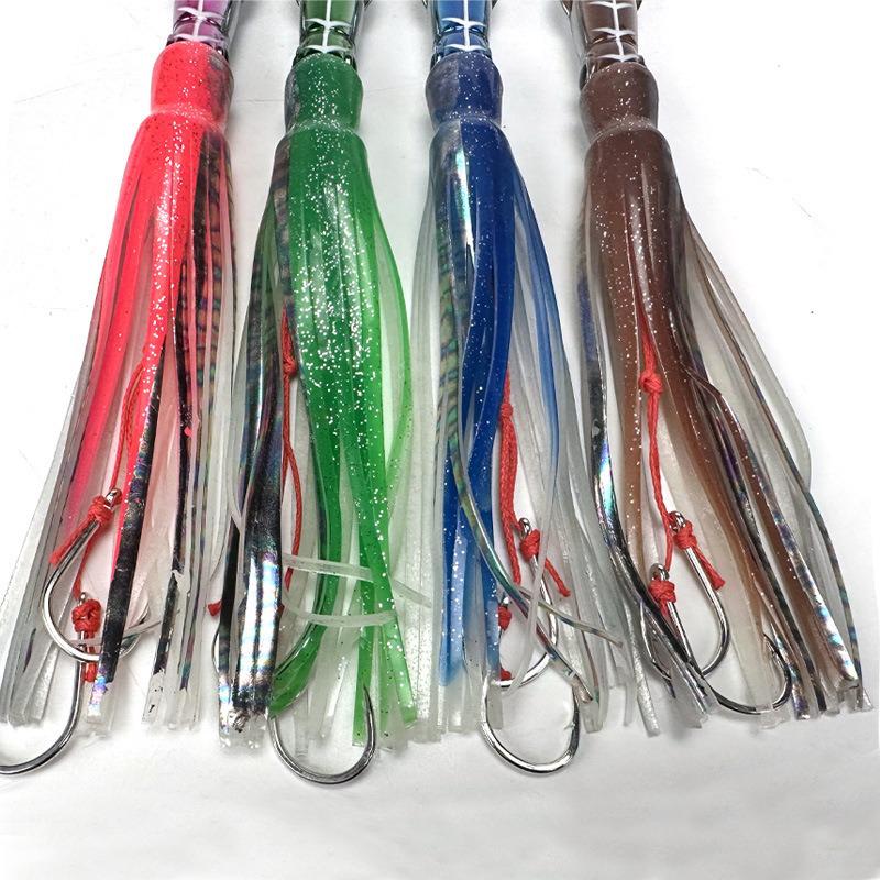 Leuchtende galvanisierte Oktopus-Tintenfisch-Köder, Doppelhaken, 60-200g Blei-Fisch Eisenplatten-Köder.