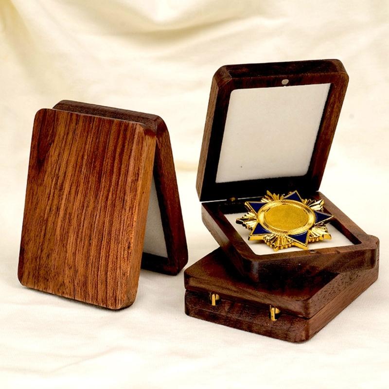 Wooden Coin Organizer Elegant Militarys Medals Storage Case Stylish Badge Presentation Box Jewelry Packaging Gift Box