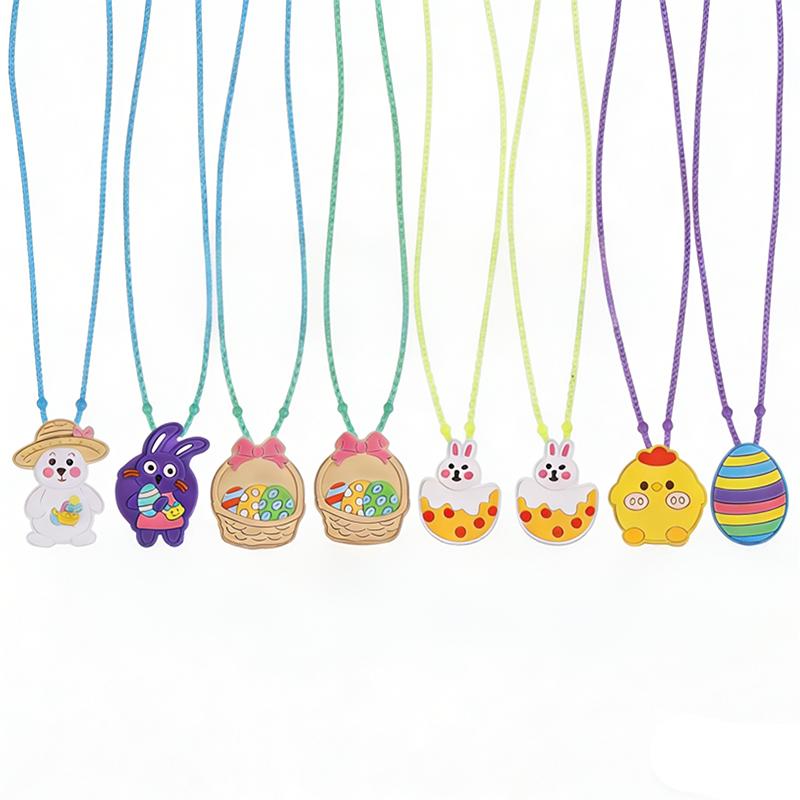 

8Pcs Easter LED Light Up Necklaces Toys Luminous Necklaces Led Flashing Pendant Necklace Glow In The Dark Party Supplies