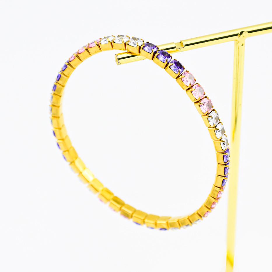 Stainless Steel Personalized Niche Style Diy Bracelet Inlaid With Multi-Color Zircon Titanium Steel Gold-Plated Elastic Rope Bracelet