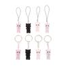 Colorful Tie-Dye Rabbit Keychain Cartoon Flocking Bunny Phone Chain Earphone Case Pendant Lanyard Backpack Bag Decor Car Keyring