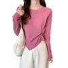 Korean Style Irregular Long-Sleeve T-Shirt for Women - 2025 Spring/Autumn