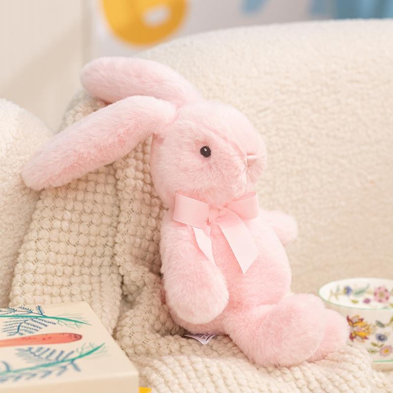 25CM Kawaii Cartoon Simulation Anime Bow Tie Long Eared Rabbit Stuffed Animal Plush Toy Children's Rabbit Handmade Doll Gift