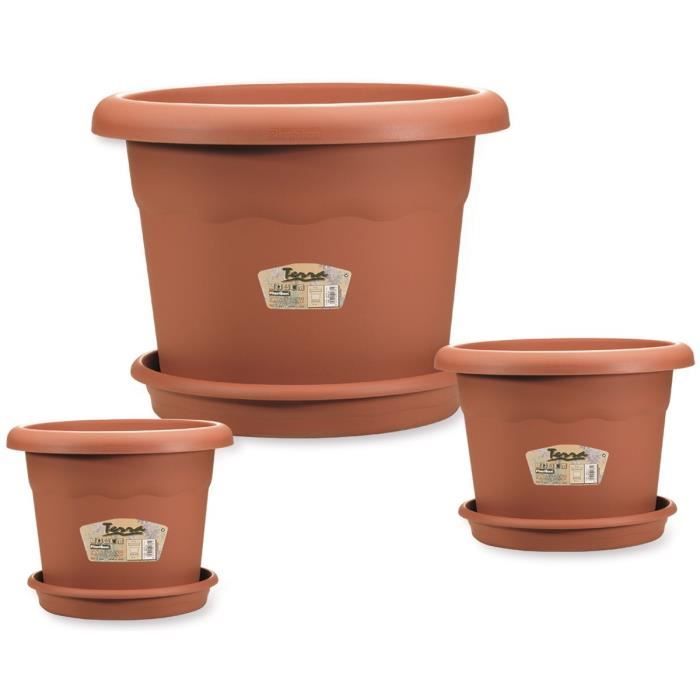 PLASTIKEN Pot à fleurs - Ø 35 cm rond - Terracotta
