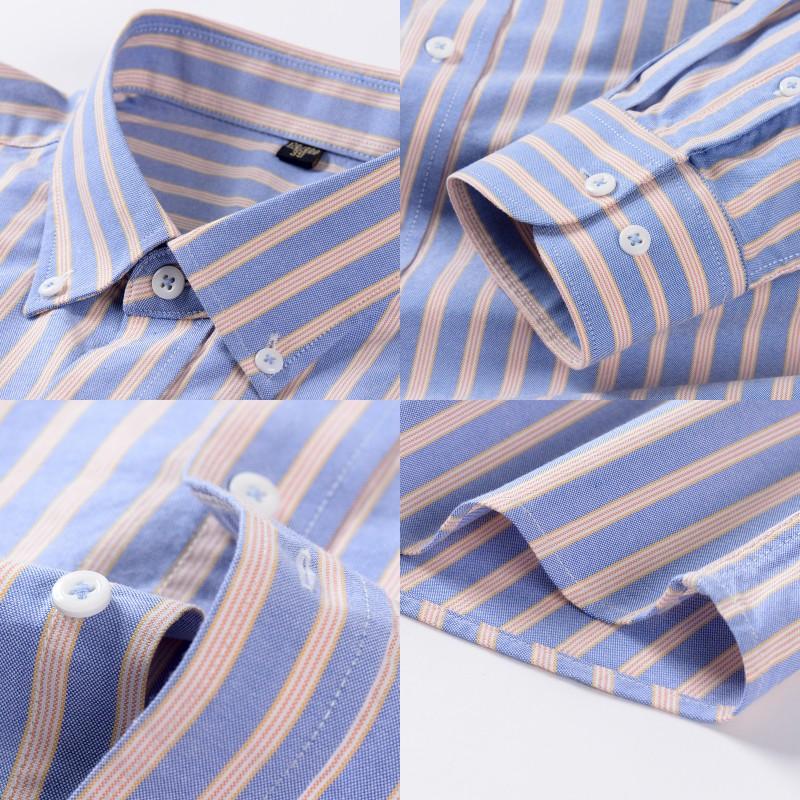Camicie Oxford in Cotone Casual da Uomo con Taschino Singolo, Manica Lunga, Vestibilità Standard, Comode, Button-down, a Quadri