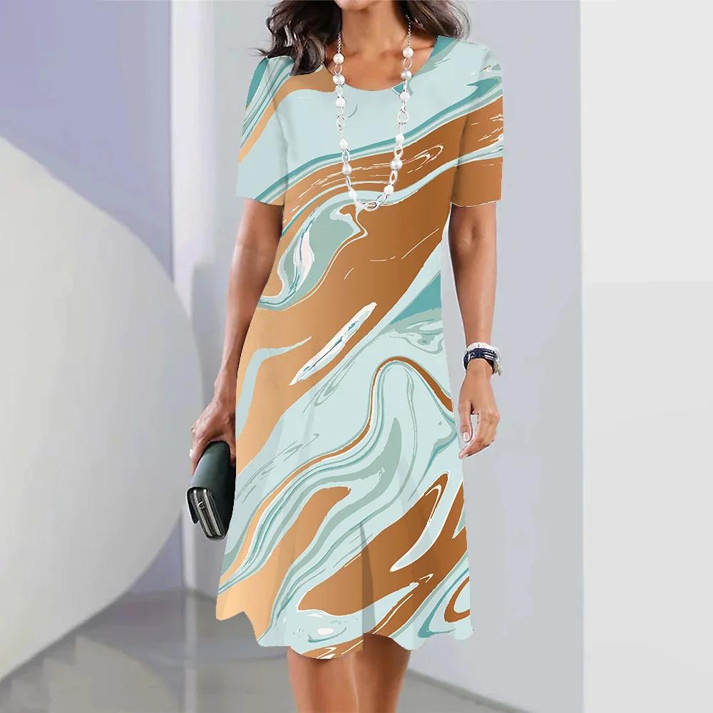 

Летние Простые Платья с Цветочным Принтом Листьев для Женщин 2025 Женские Элегантные Длинные Платья Повседневная Мода Одежда на Каждый День 6XL