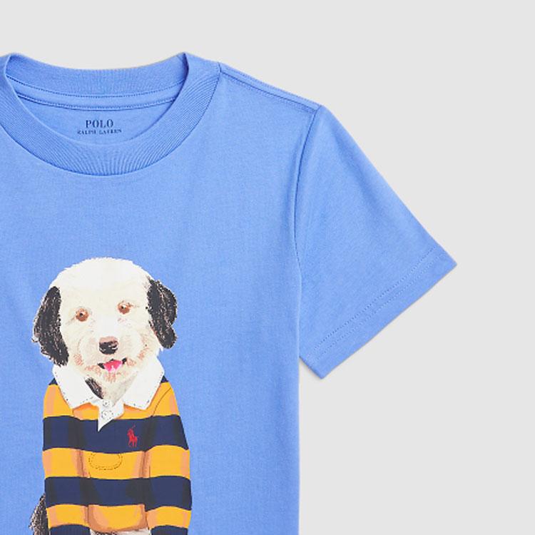 Polo Ralph Lauren Ss24 Letter Animal Print Crew Neck Casual Short Sleeve T-Shirt Kids Tops Harbor-Island-Blue CWPOTSHB8020824-430