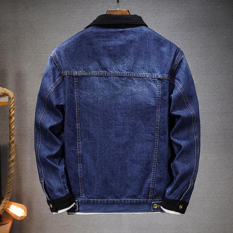 2024 Autumn/Winter Men's Corduroy Patchwork Denim Jacket - Trendy, Loose-Fit American Streetwear Style